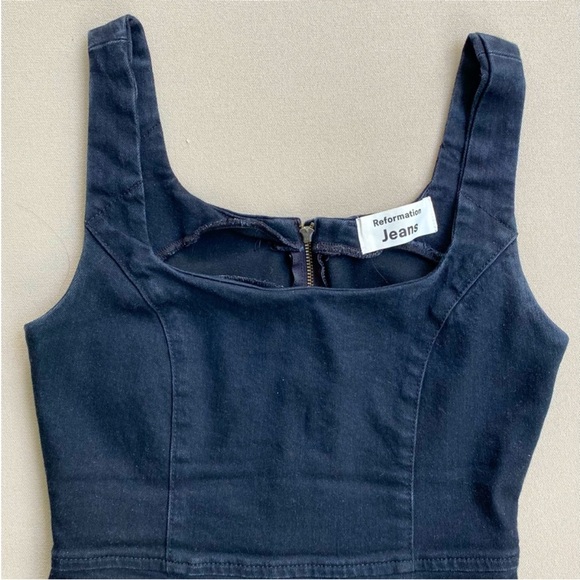 REFORMATION Black Denim Mini Dress size 0 - Picture 4 of 5